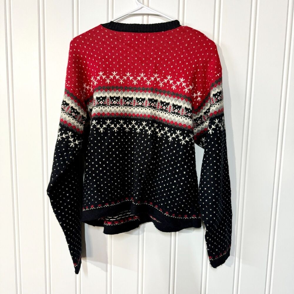 Vintage Mountain Lake Wool Knit Brass Button Down Holiday Sweater Size Medium - Picture 2 of 3